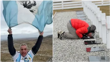 Veterano argentino flameó la bandera en Malvinas tras 44 años y recordó a sus compañeros